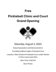 Pickleball clinic and court grand opening announcement